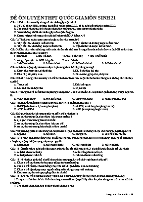 Đề luyện thi THPT Quốc gia môn Sinh học - Đề số 21